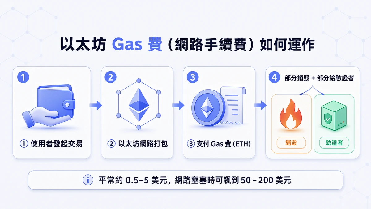 以太幣 ETH 是什麼?怎麼在台灣買? 3 ETH Gas 費網路手續費說明圖